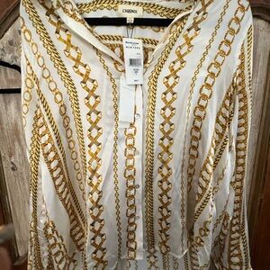 L'AGENCE Cream and Gold Long Sleeve Button Down Shirt